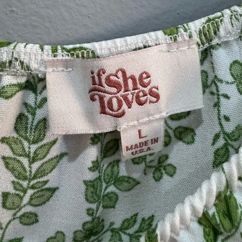 White If She Loves Floral Peasant Blouse Size L - Picture 5 of 5